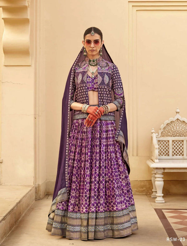 Women's Purple Lehenga With Dupatta & Sequence Work - Phenav