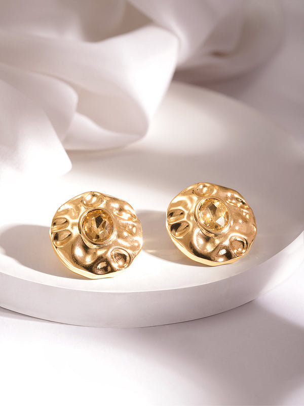 Rubans Voguish Gold-Plated Kundan-Studded Circular Studs Earrings