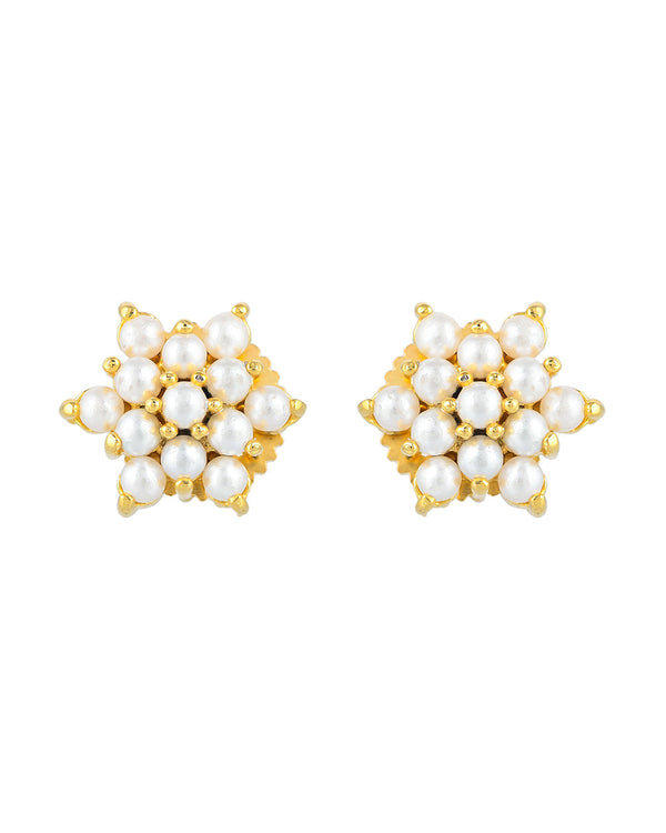 Women's White Pearl Bunch Stud Earrings - Voylla