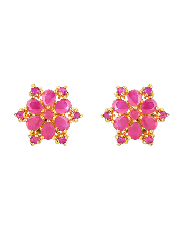 Women's Tiny Pink Round Cut Cz Stud Earrings - Voylla