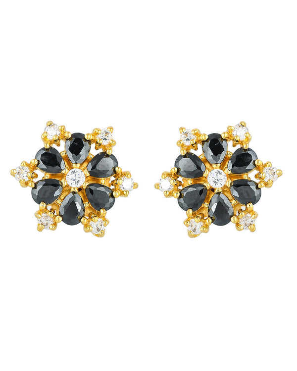 Women's Spokes Black And White Cz Gems Stud Earrings - Voylla