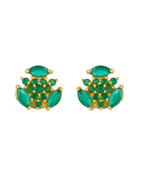 Women's Green Zirconia Adorned Tiny Stud Earrings - Voylla