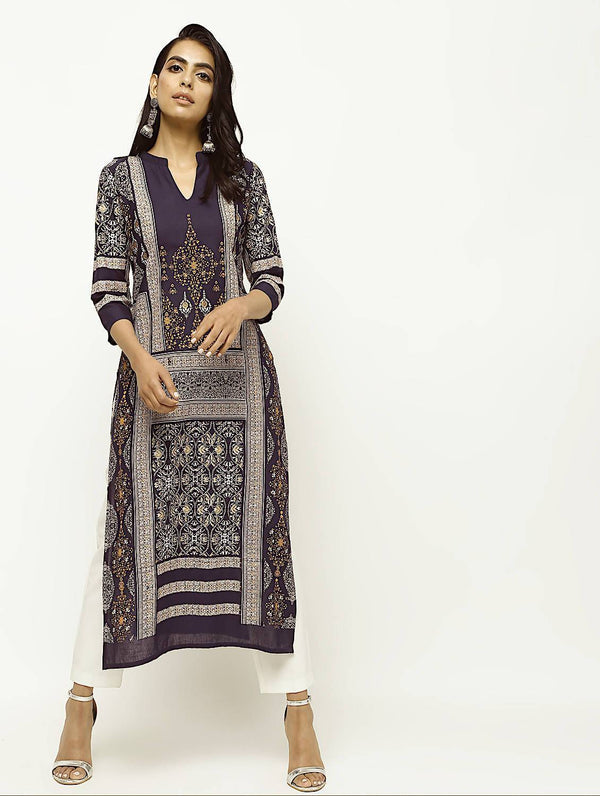 Women's Straight Printed Kurta Only - Cheera