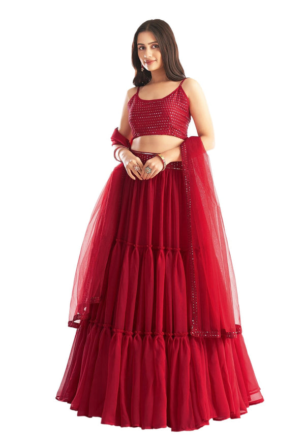 Women's New Fashion Sequine Embroidered work Designer Party Wear Lehenga Choli With Dupatta Semi Stitched. - Embro Vision