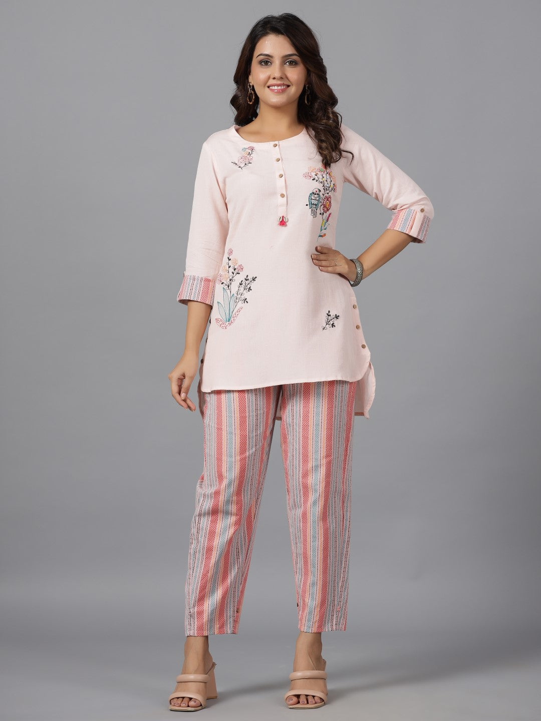 Women's Pink Rayon Flex Printed Clothing Set - Juniper