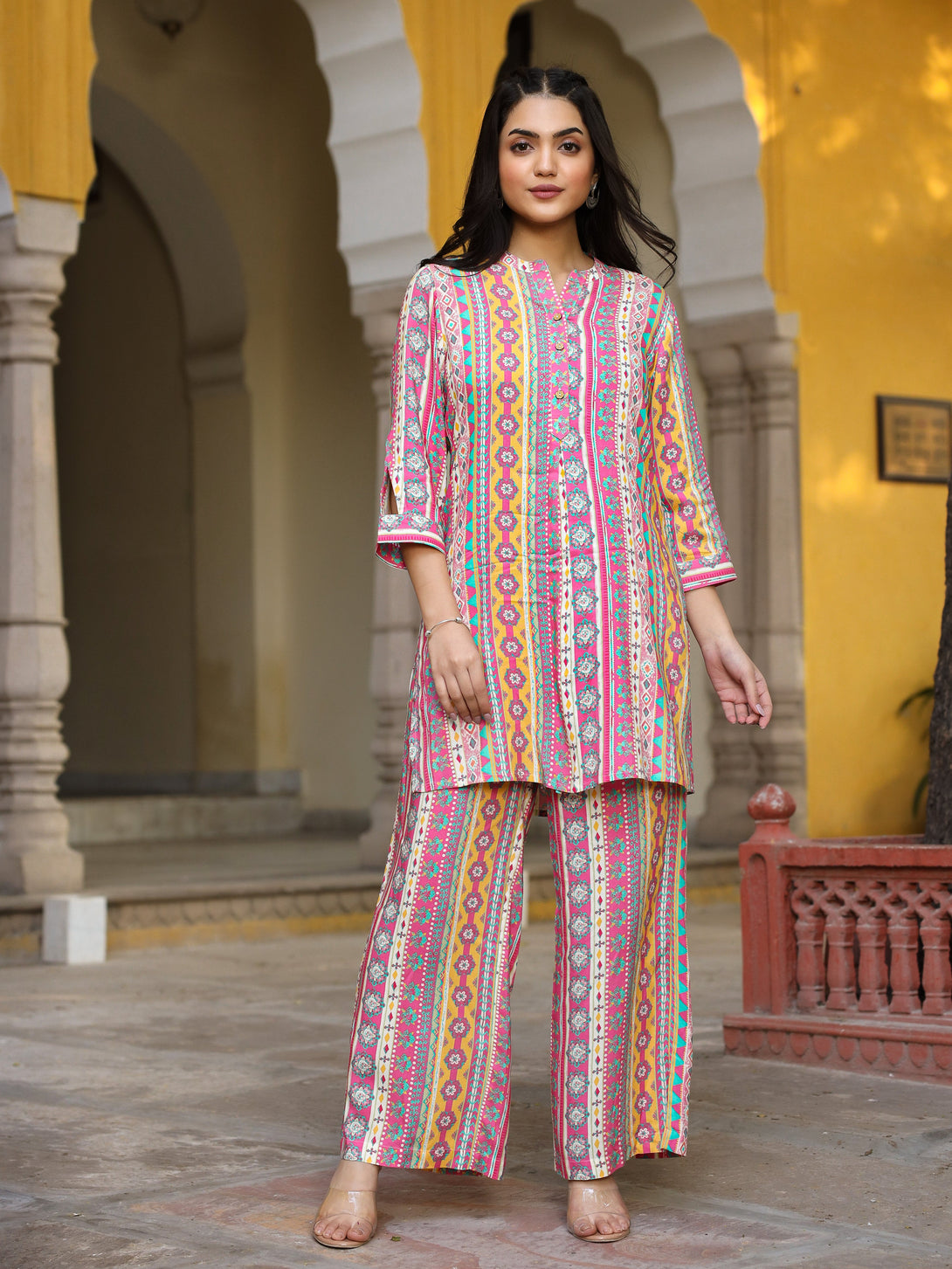 Women's Multi-Colored Rayon Printed Kurta & Pants Set - Juniper