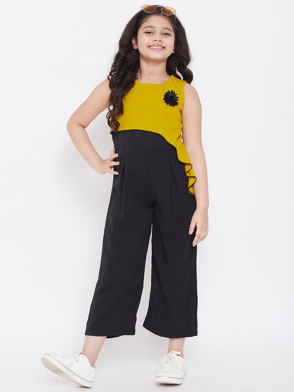 Girl's Solid Jumpsuit Yellow - StyloBug KIDS