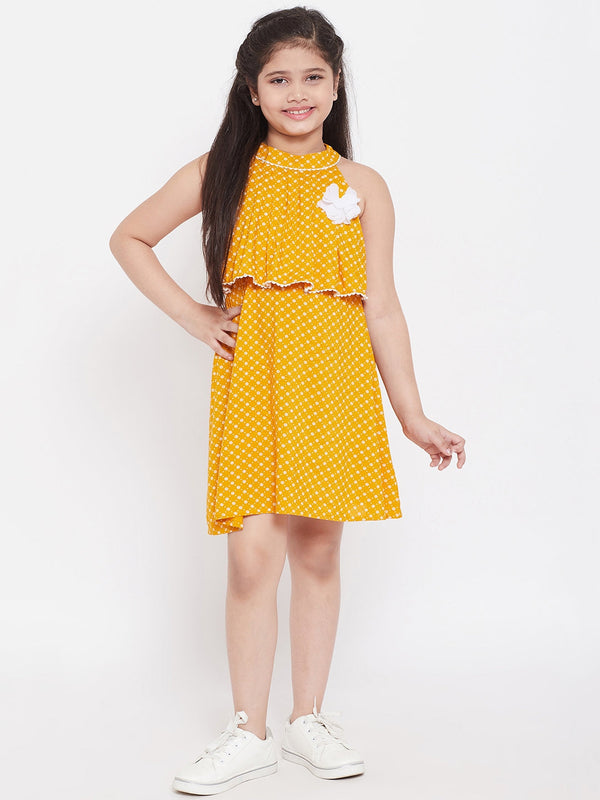 Girl's Printed Dress Yellow - StyloBug KIDS