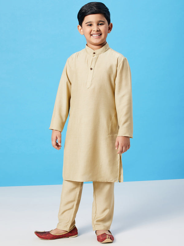 Boy's Solid Kurta Set Golden - StyloBug KIDS