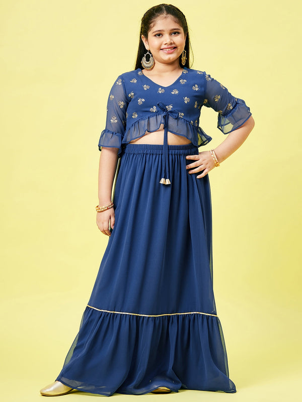 Girl's Printed Lehenga Blue - StyloBug KIDS