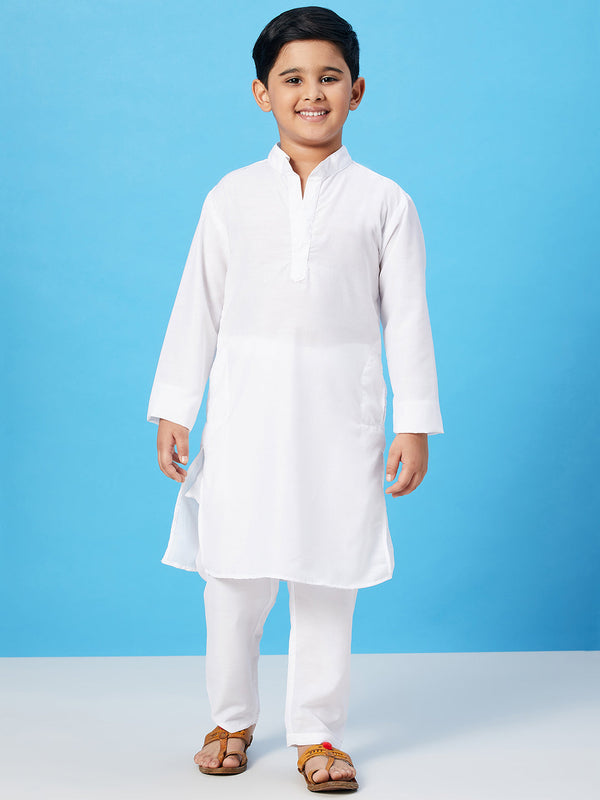 Boy's Solid Kurta Set White - StyloBug KIDS