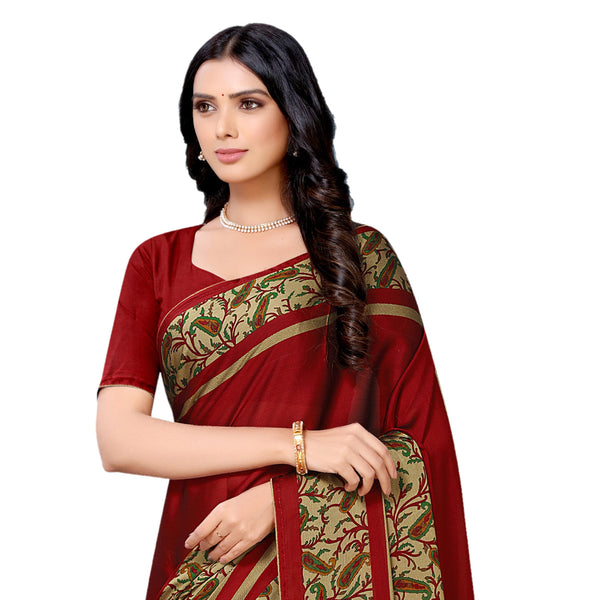 Women's Maroon  Desinger China Chifon With Piping And Lace Saree - Vamika