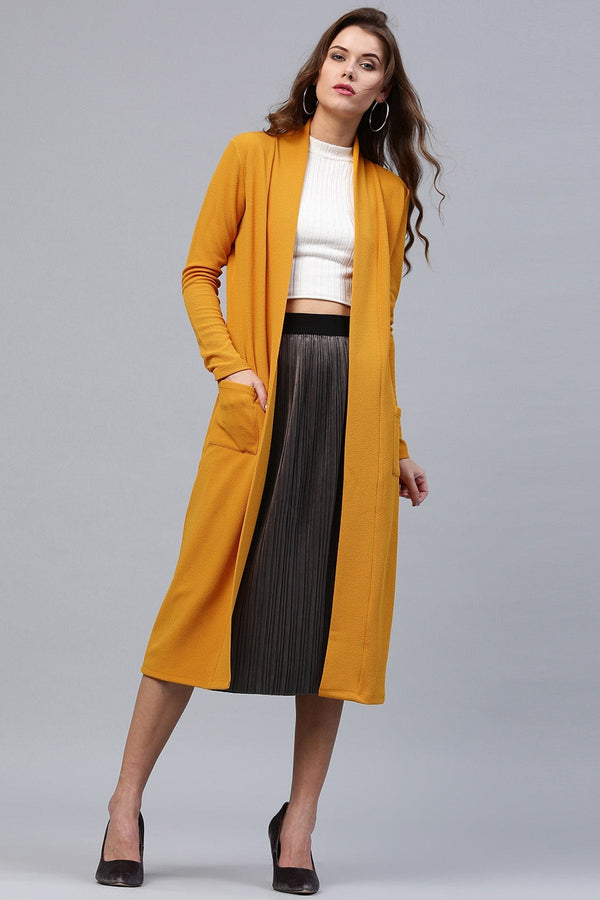 Women's Mustard Longline Shrug - SASSAFRAS