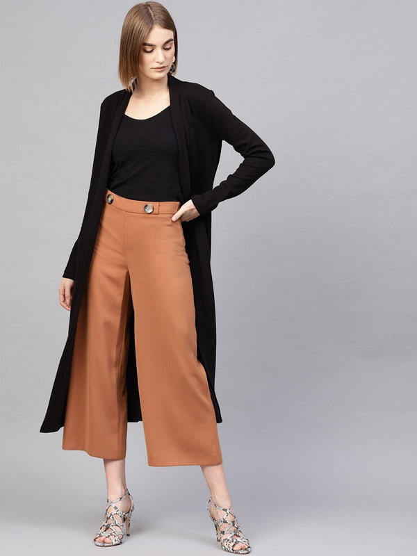 Women's Black Rib Longline Shrug - SASSAFRAS