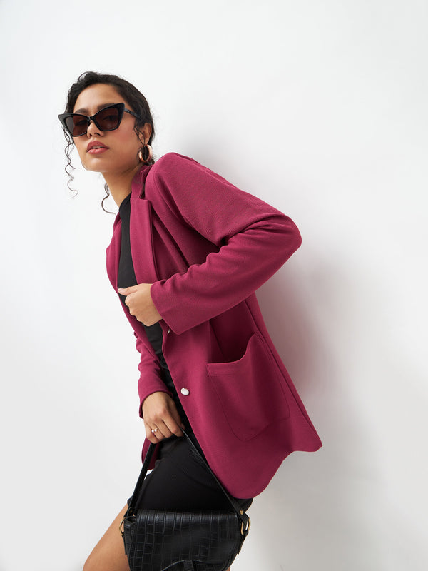 Women's Mauve Slim Fit Blazer - Lyush