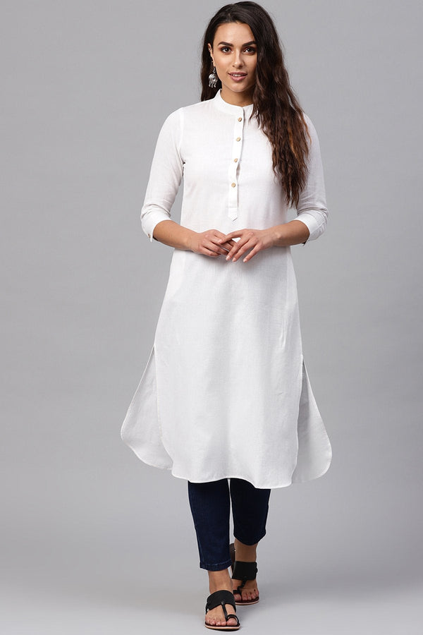 Women's White Straight Kurta - SHAE