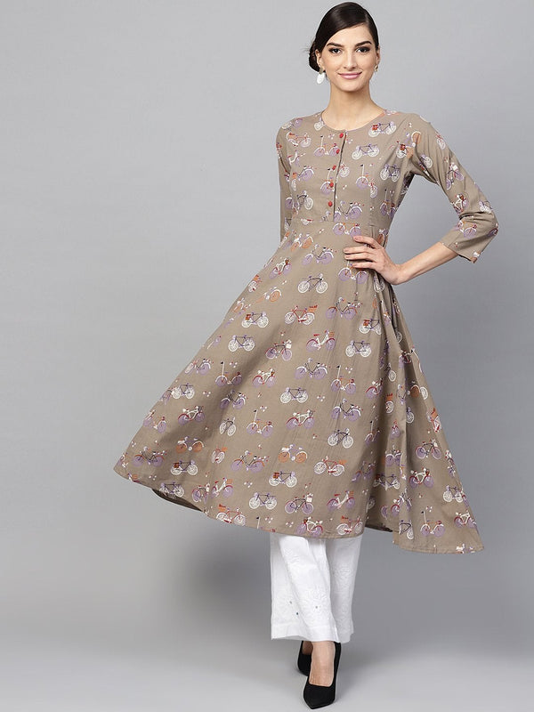 Women's Grey Cycle Anarkali - SHAE