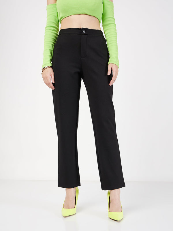 Women's Black Roma Tapered Pants - Lyush