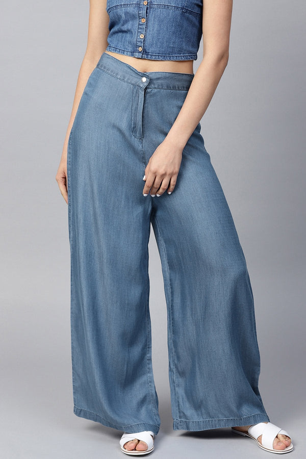 Women's Blue Denim Pants - SASSAFRAS