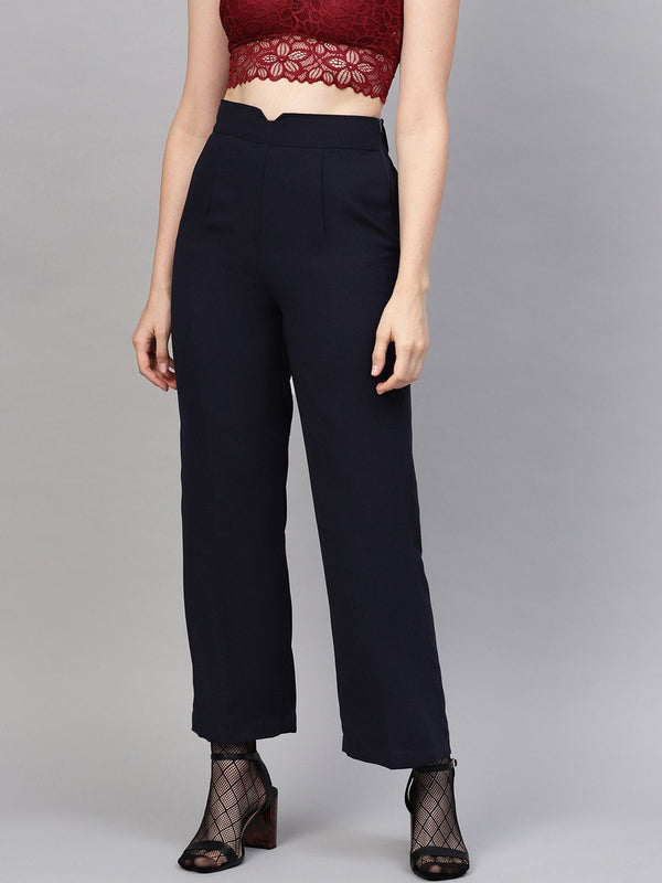 Women's Navy Side Zipper Pant - SASSAFRAS