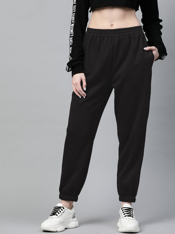 Women's Black Fleece Jogger - SASSAFRAS