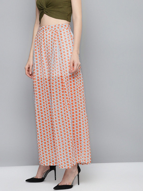 Women's Orange Arrow Print Palazzo Pants - SASSAFRAS