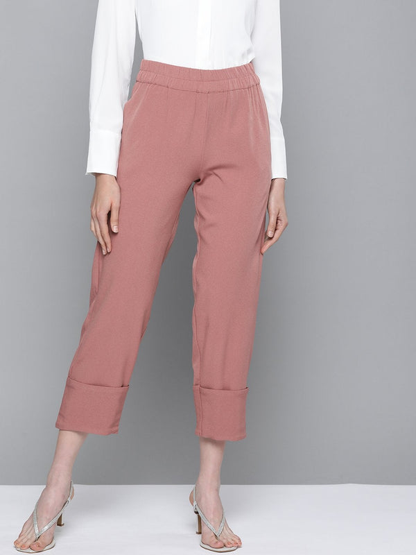 Women's Pink Roll Up Pants - SASSAFRAS