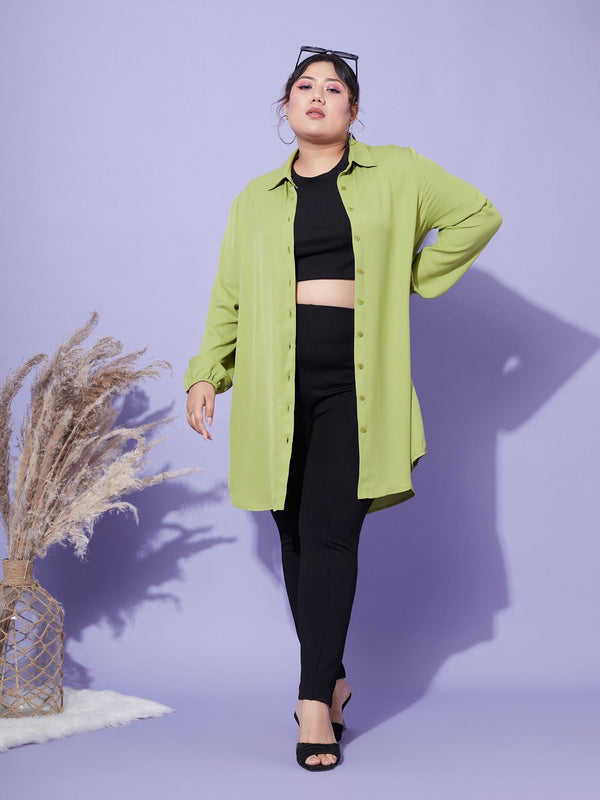 Women's Green Longline Shirt - SASSAFRAS