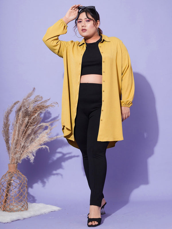 Women's Mustard Longline Shirt - SASSAFRAS