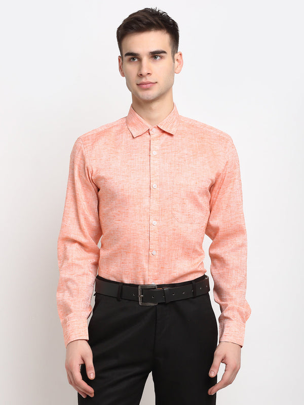 Jashvi Orange Men's Solid Cotton Formal Shirt