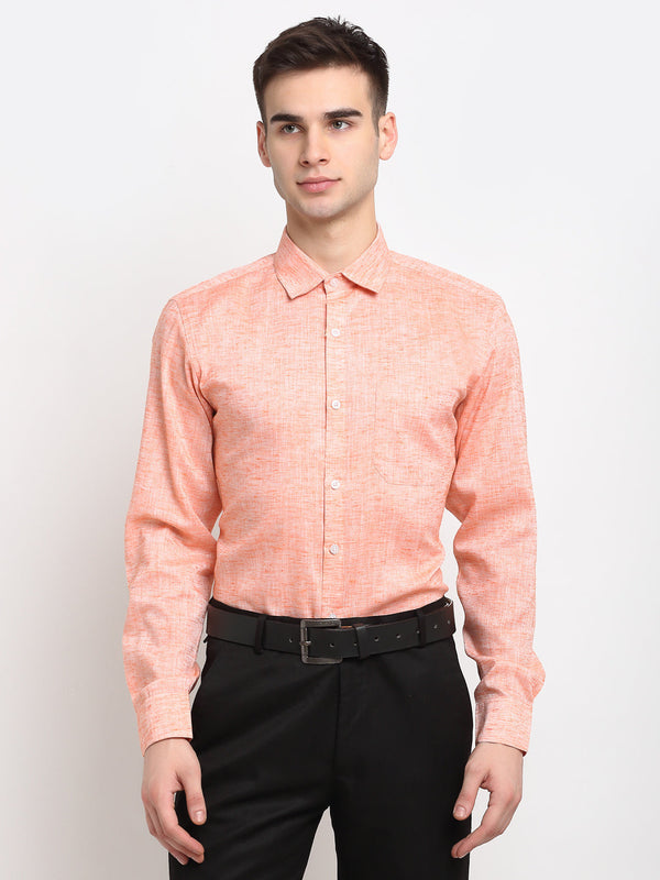 Men's Orange Solid Cotton Formal Shirt ( SF 782Orange ) - Jainish