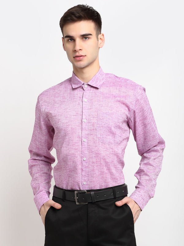 Jashvi Purple Men's Solid Cotton Formal Shirt