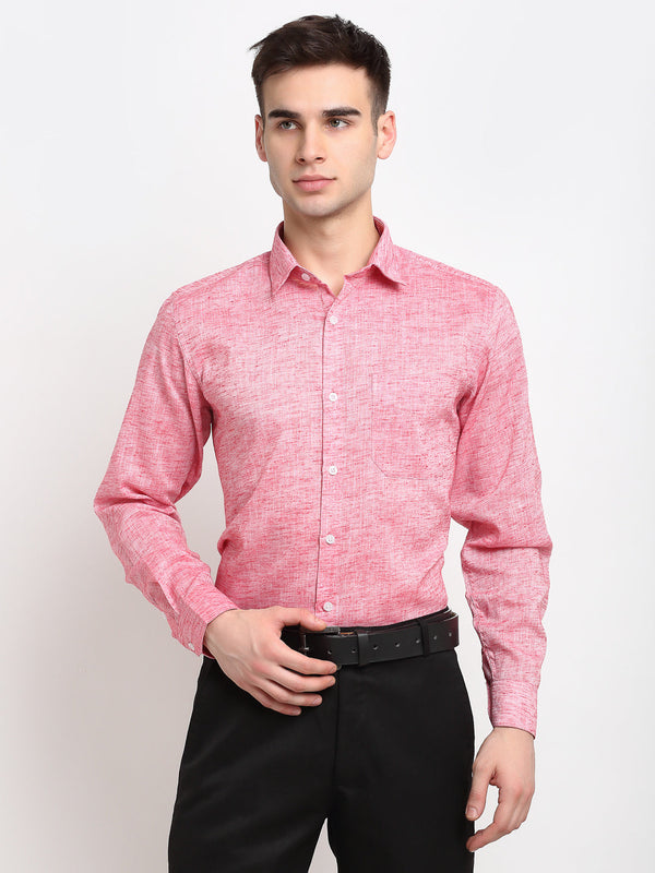 Jashvi Red Men's Solid Cotton Formal Shirt