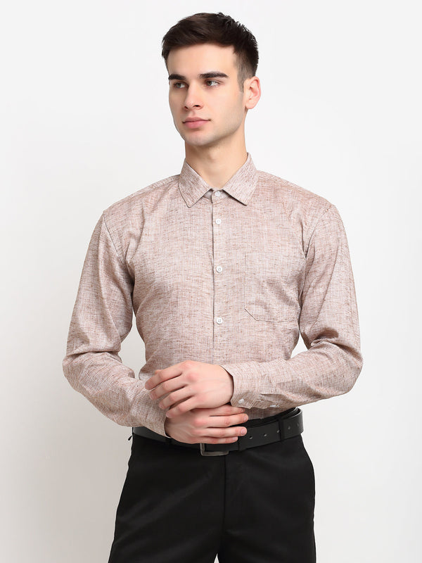 Jashvi Rust Men's Solid Cotton Formal Shirt