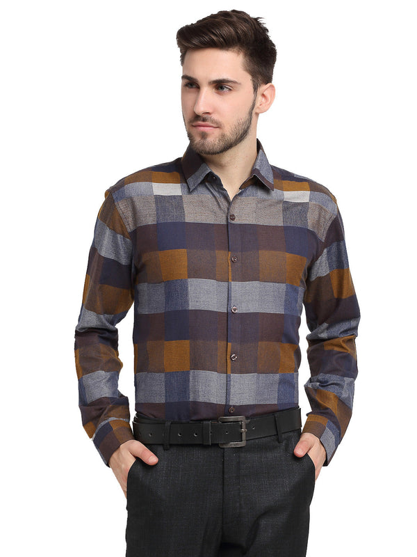 Jashvi Multicolor Men's Checked Cotton Formal Shirt