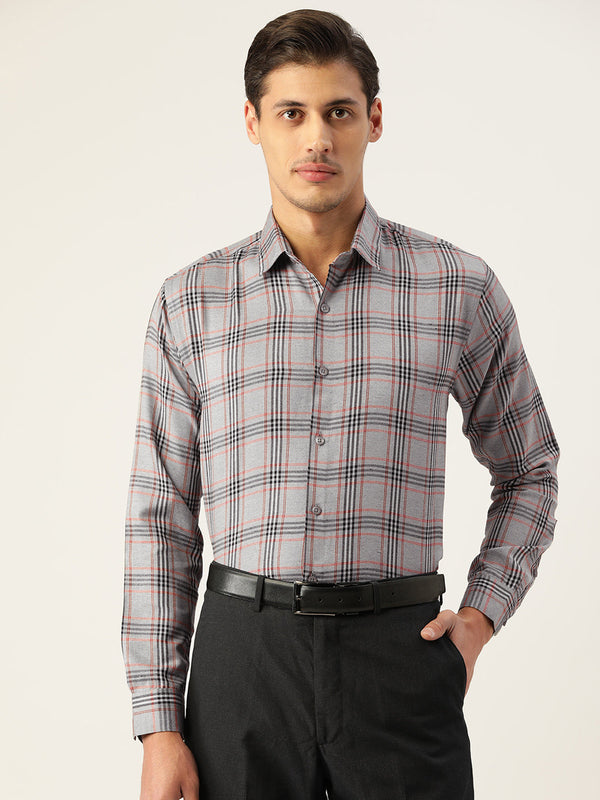 Jashvi Men's Cotton Checked Formal Shirts