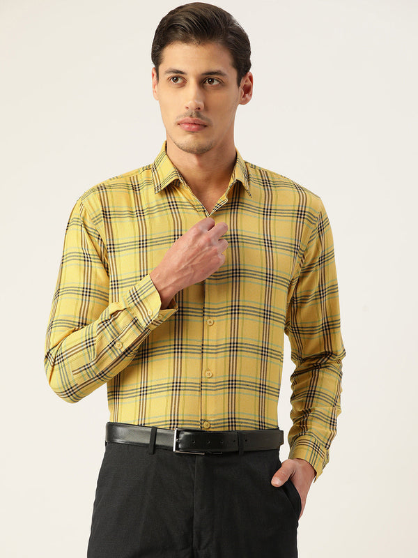 Jashvi Men's Cotton Checked Formal Shirts