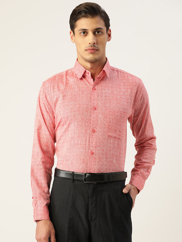 Jashvi Men's  Linen Cotton Polka Dots Formal Shirts