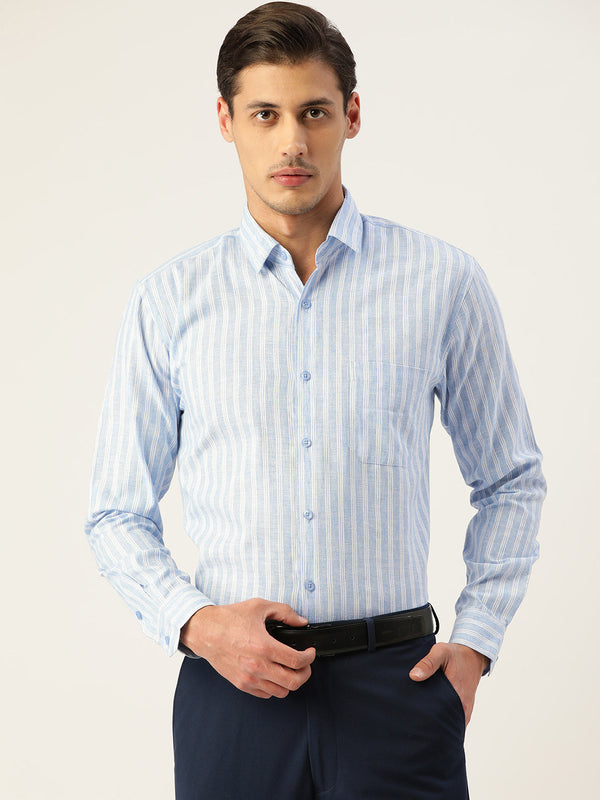 Jashvi Men's  Cotton Striped Formal Shirts