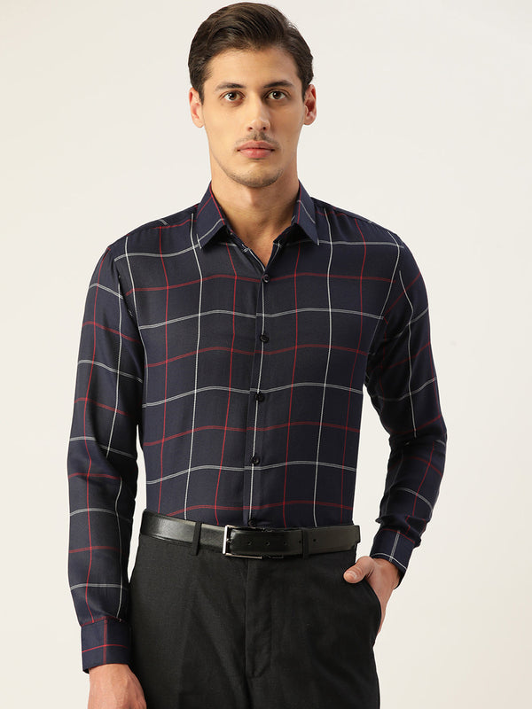 Jashvi Men's Cotton Checked Formal Shirts