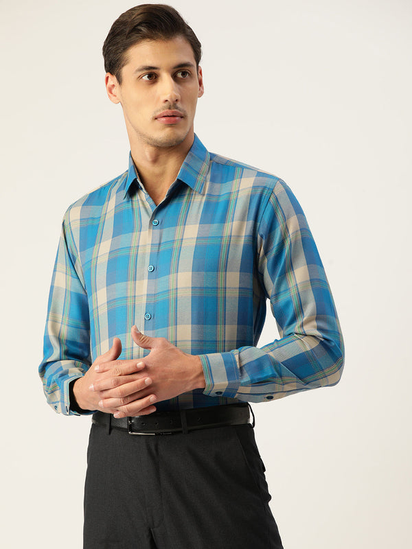 Jashvi Men's Cotton Checked Formal Shirts