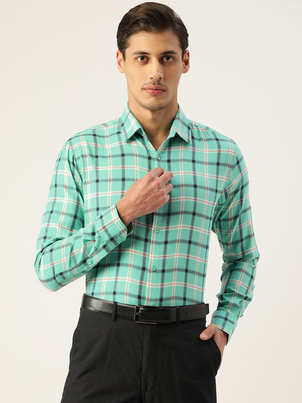 Jashvi Men's Cotton Checked Formal Shirts