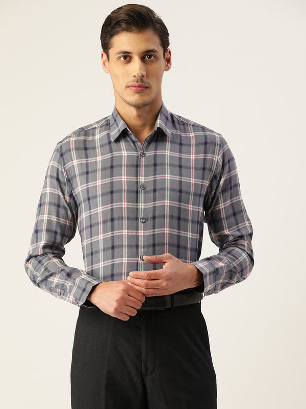 Jashvi Men's Cotton Checked Formal Shirts