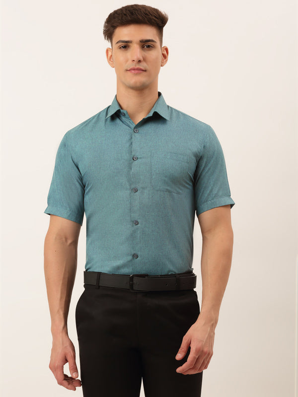 Men's Cotton Solid Half Sleeve Formal Shirts ( SF 811Grey ) - Jainish