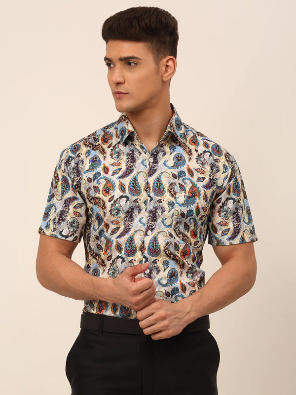 Jashvi Men's Cotton Printed Formal Shirts