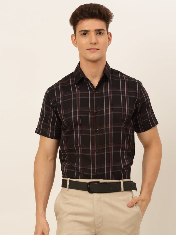 Jashvi Men's Cotton Checked Formal Shirts