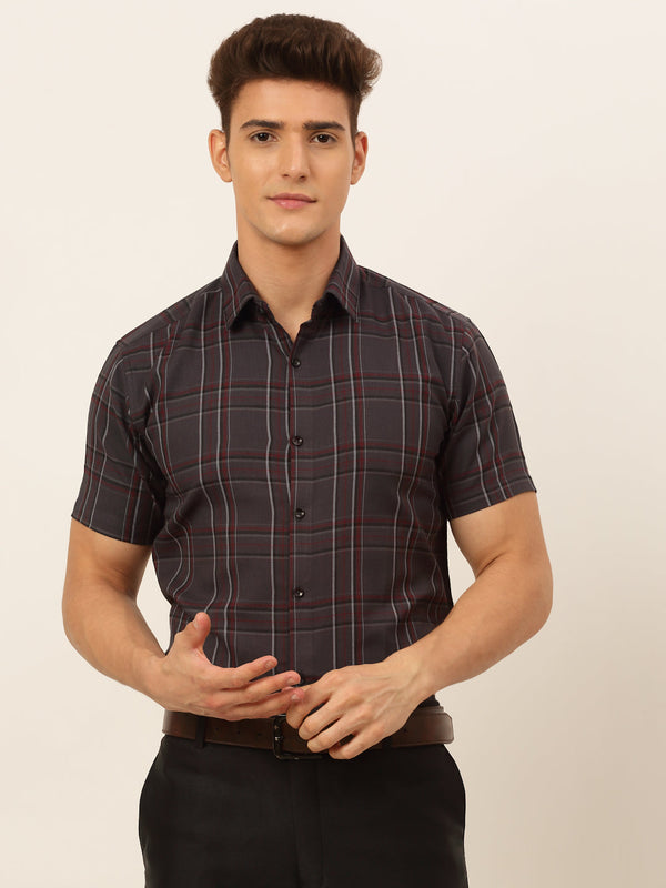 Jashvi Men's Cotton Checked Formal Shirts