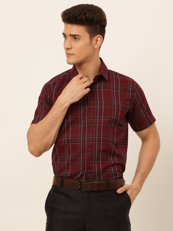 Jashvi Men's Cotton Checked Formal Shirts