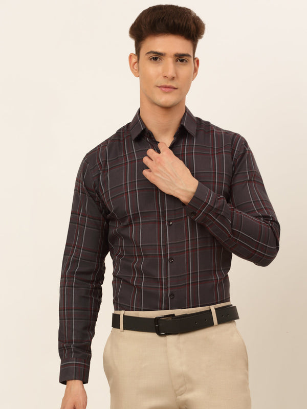 Jashvi Men's Cotton Checked Formal Shirts