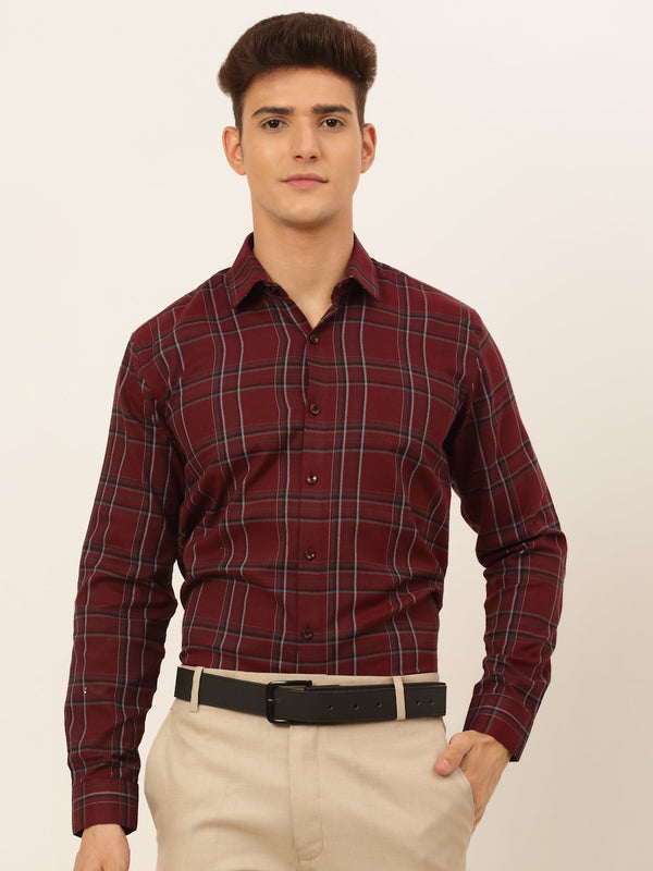 Jashvi Men's Cotton Checked Formal Shirts